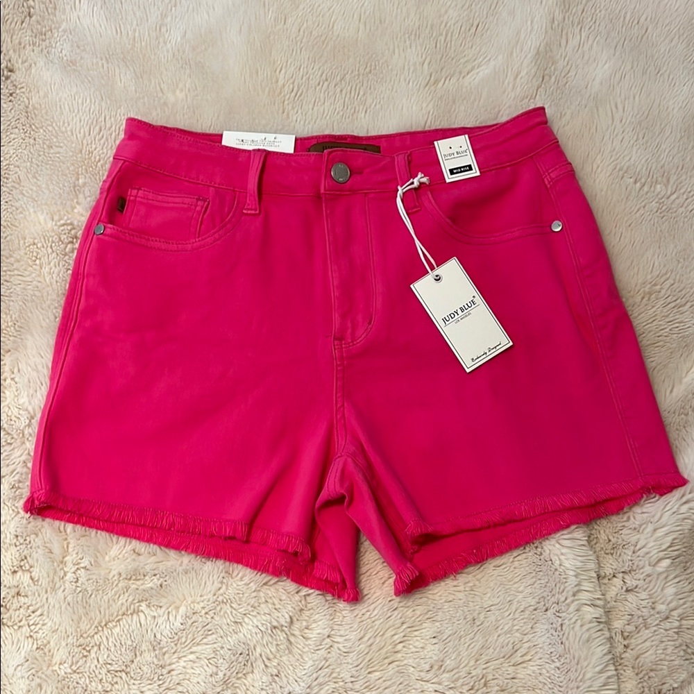 Judy Blue Hot Pink mid rise shorts